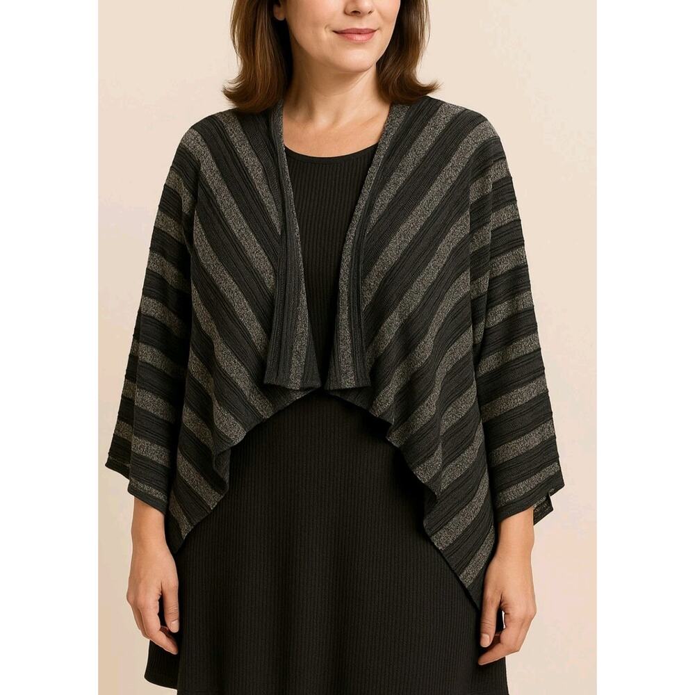 Studio One Midi Shift Dress Knit Sweater Black/Gray Size 10